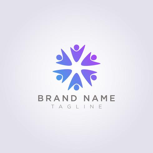 Logo Design est un groupe de personnes qui sont heureuses pour votre entreprise ou votre marque. vecteur