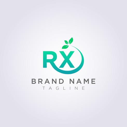 Logo Design Icon La lettre RX avec R a des feuilles à la fin vecteur