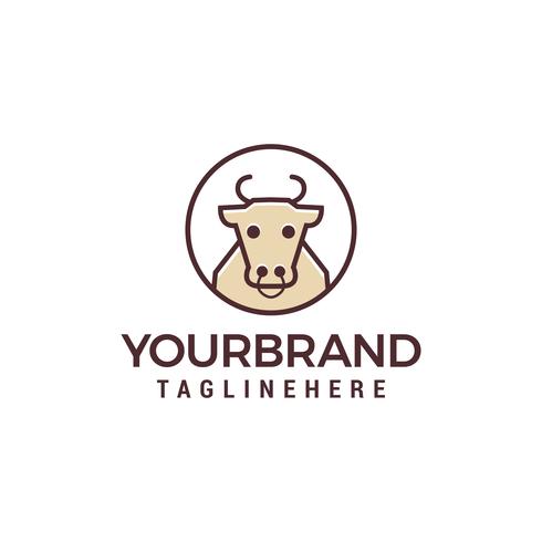 Vache ligne logo design concept template vecteur