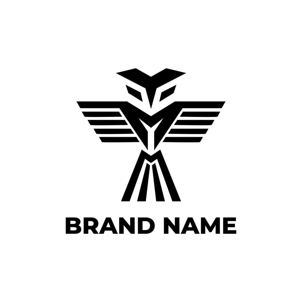 modèle de logo avec forme d'oiseau face à un style géométrique. vecteur