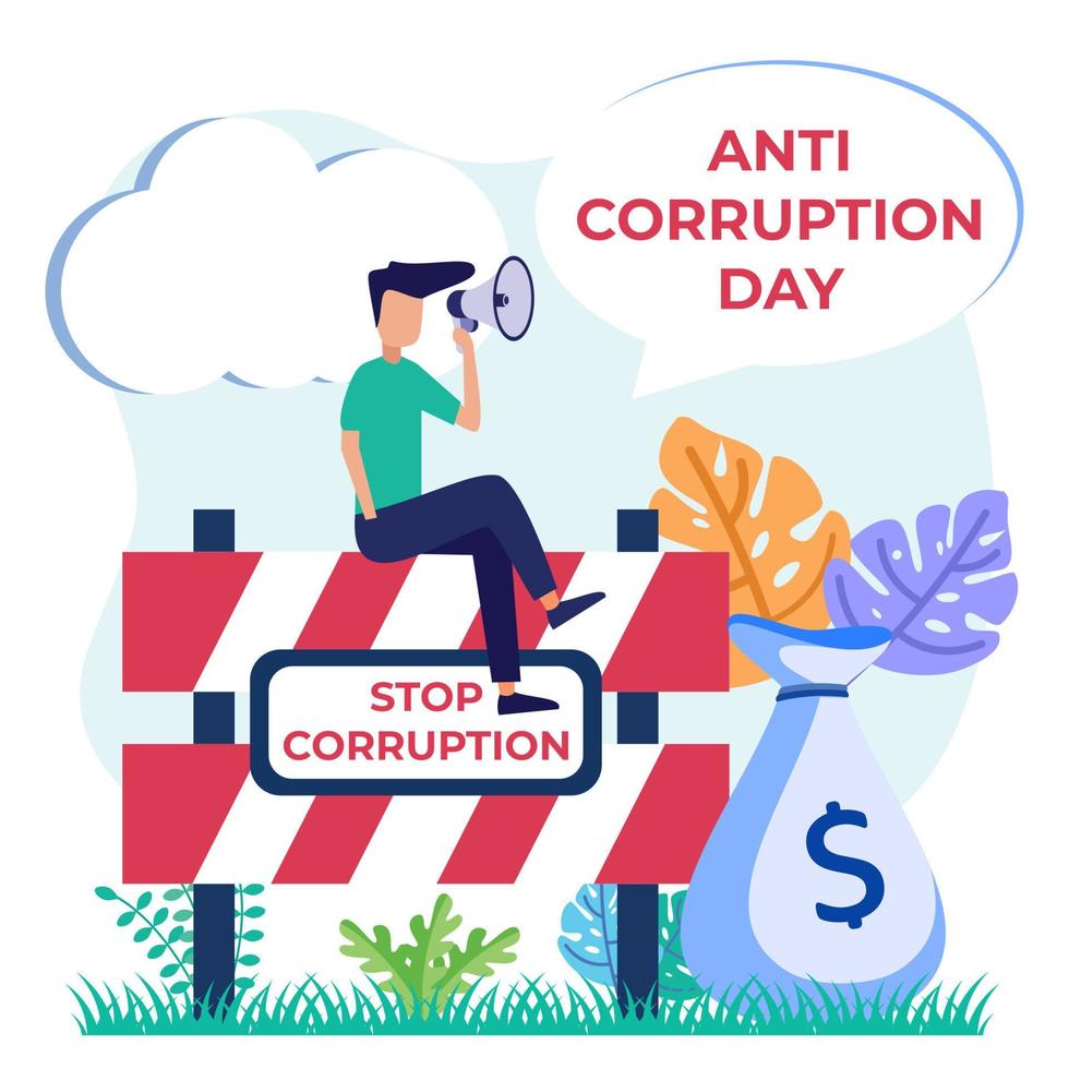 illustration vectorielle personnage de dessin animé graphique de la journée anticorruption vecteur