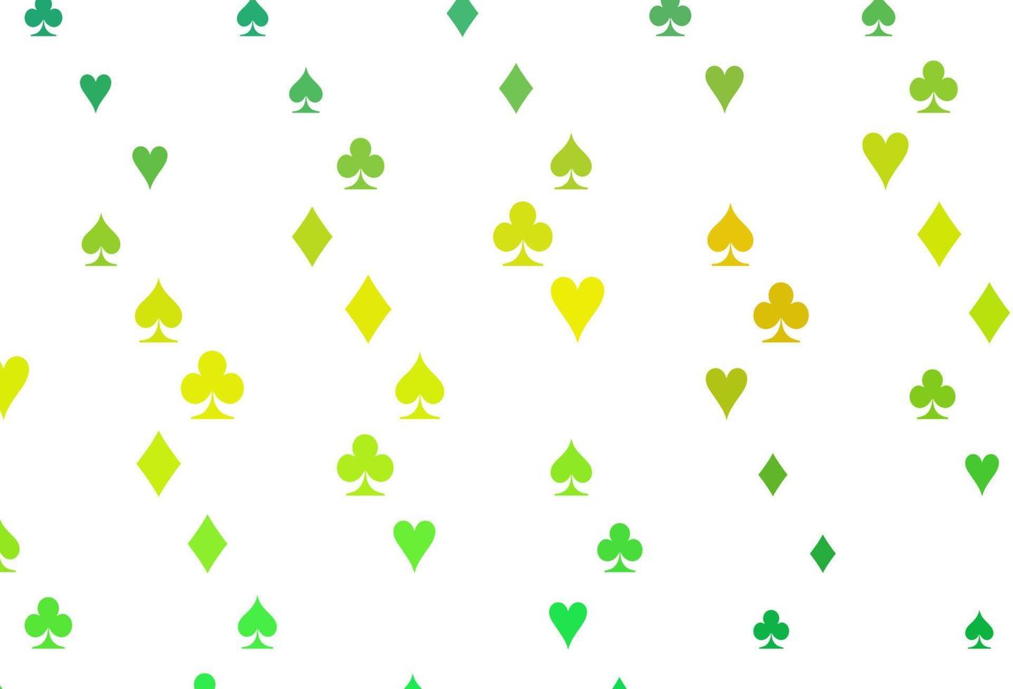 fond de vecteur vert clair, jaune avec des signes de cartes.