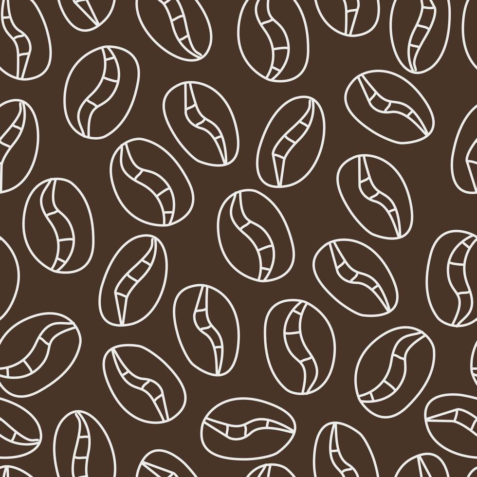 motif de doodle sans couture avec grains de café sur fond marron. illustration vectorielle doodle pour la conception. vecteur