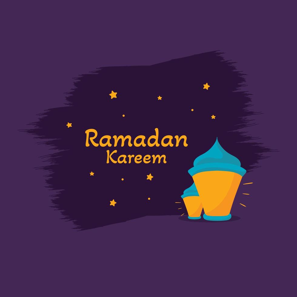 illustration de ramadan kareem avec concept d'étoile et de lanterne. style de bande dessinée design plat vecteur