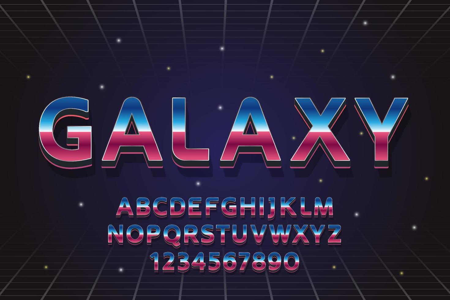 police de galaxie décorative et vecteur alphabet