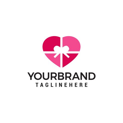 Vecteur de coeur cadeau logo design concept