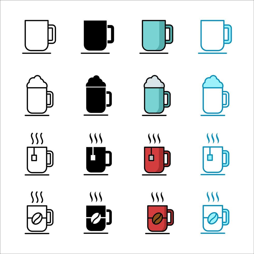 tasse - ensemble d'icônes en verre modèle de conception vectorielle simple et propre vecteur