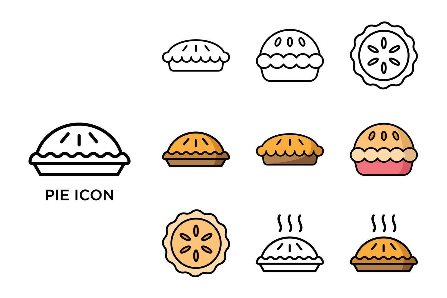ensemble d'icônes de tarte modèle de conception vectorielle simple et propre vecteur