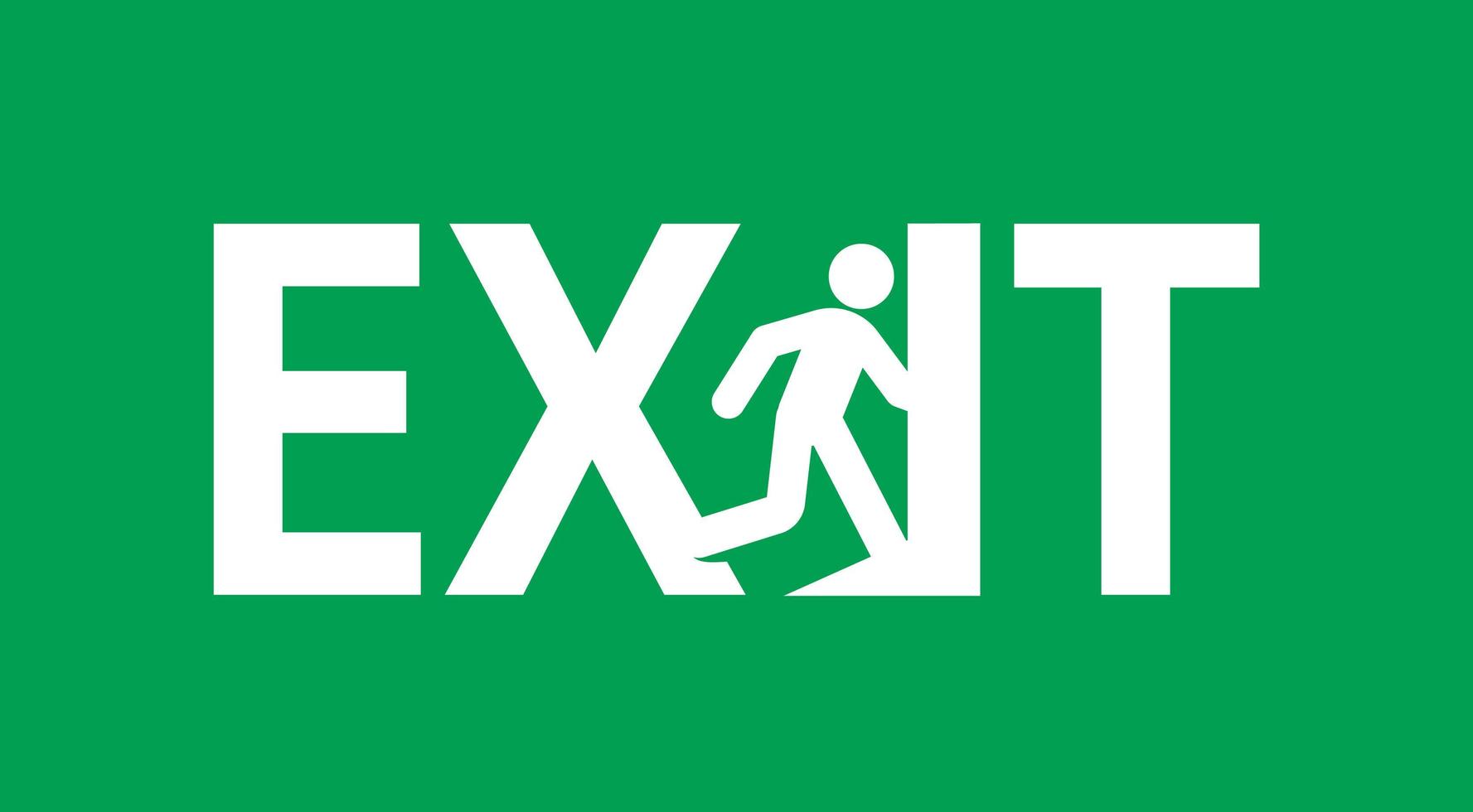 illustration vectorielle de signe de porte de sortie de secours.icône de service d'évacuation. direction de la porte sur fond vert vecteur