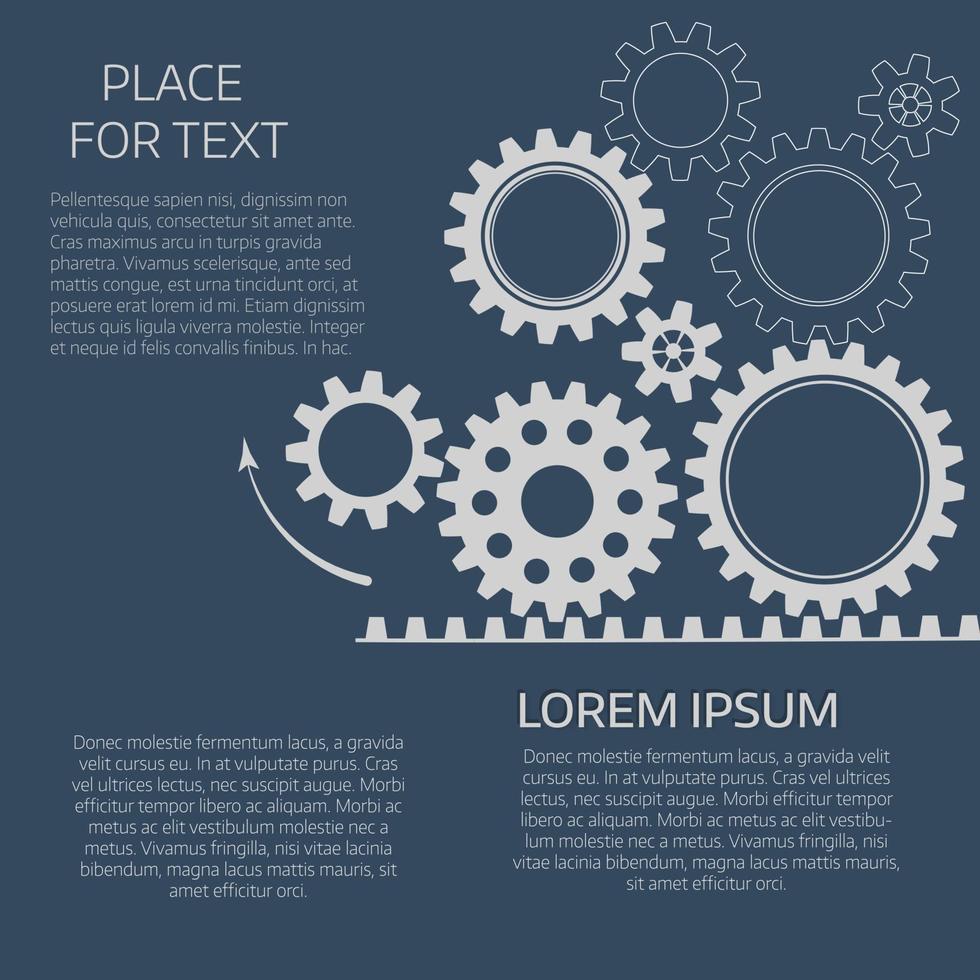 illustration vectorielle d'engrenages avec sur le fond gris. modèle vectoriel infographique