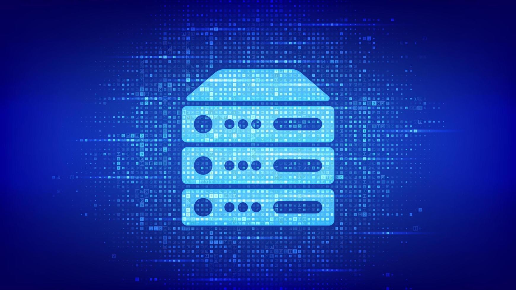 fond de serveur et de stockage de données. icône de serveur informatique faite avec du code binaire. hébergement de serveur. données binaires numériques et code numérique en continu. fond de matrice avec des chiffres 1.0. illustration vectorielle. vecteur
