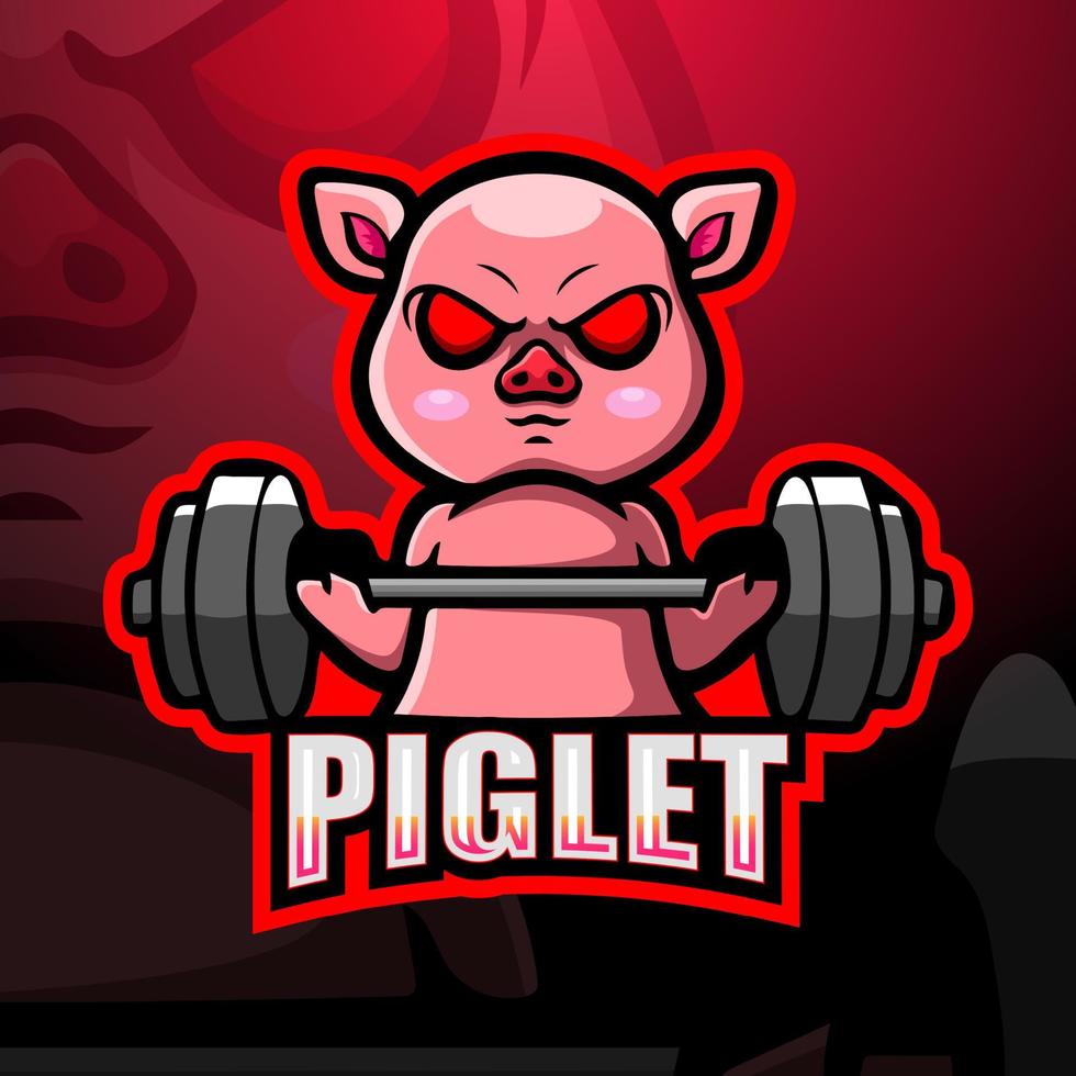 création de logo esport mascotte haltérophilie porcelet vecteur