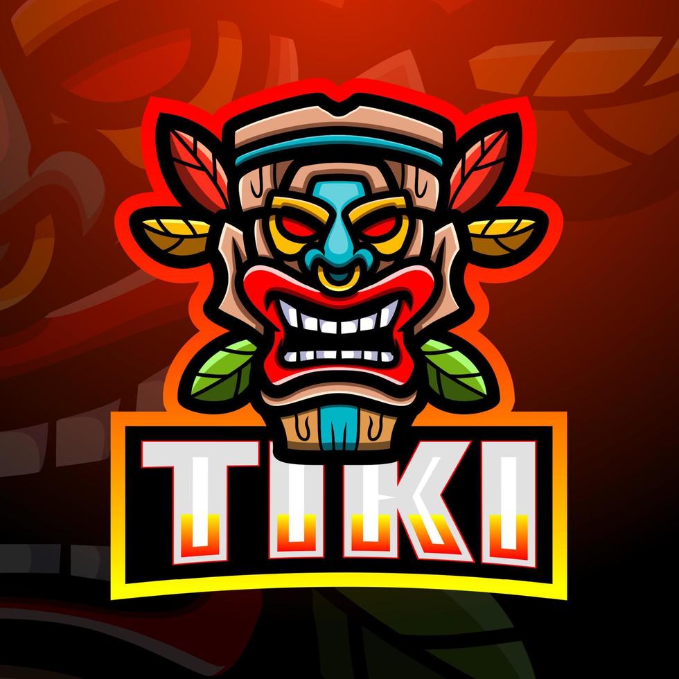 création de logo esport mascotte masque tiki vecteur