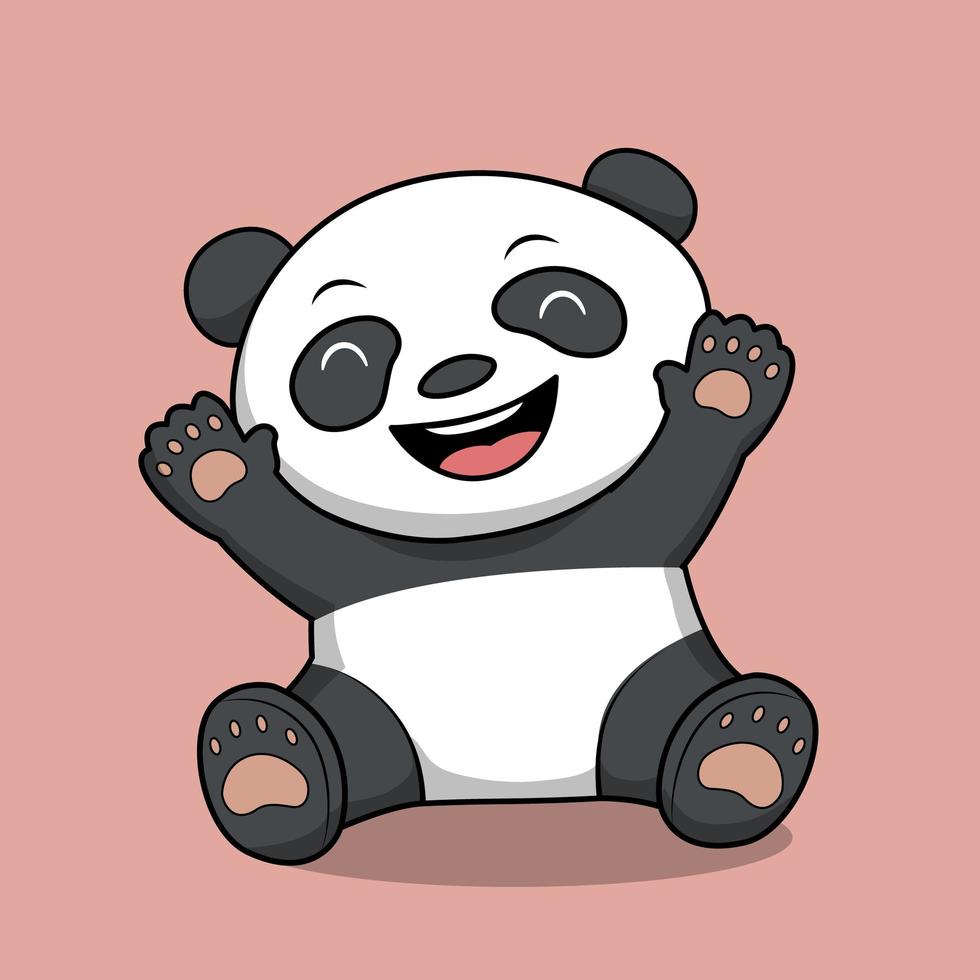 illustration isolée de dessin animé drôle de panda mignon vecteur