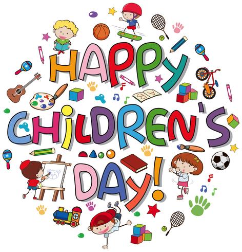 Logo de la fête des enfants heureux vecteur