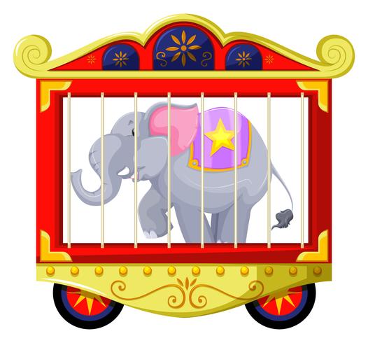 Éléphant gris dans la cage de cirque vecteur