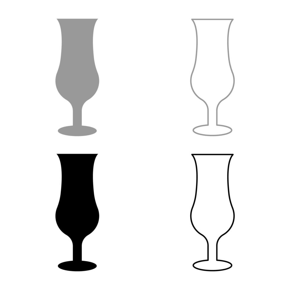 verre à cocktail icône contour ensemble couleur gris noir illustration vectorielle image de style plat vecteur