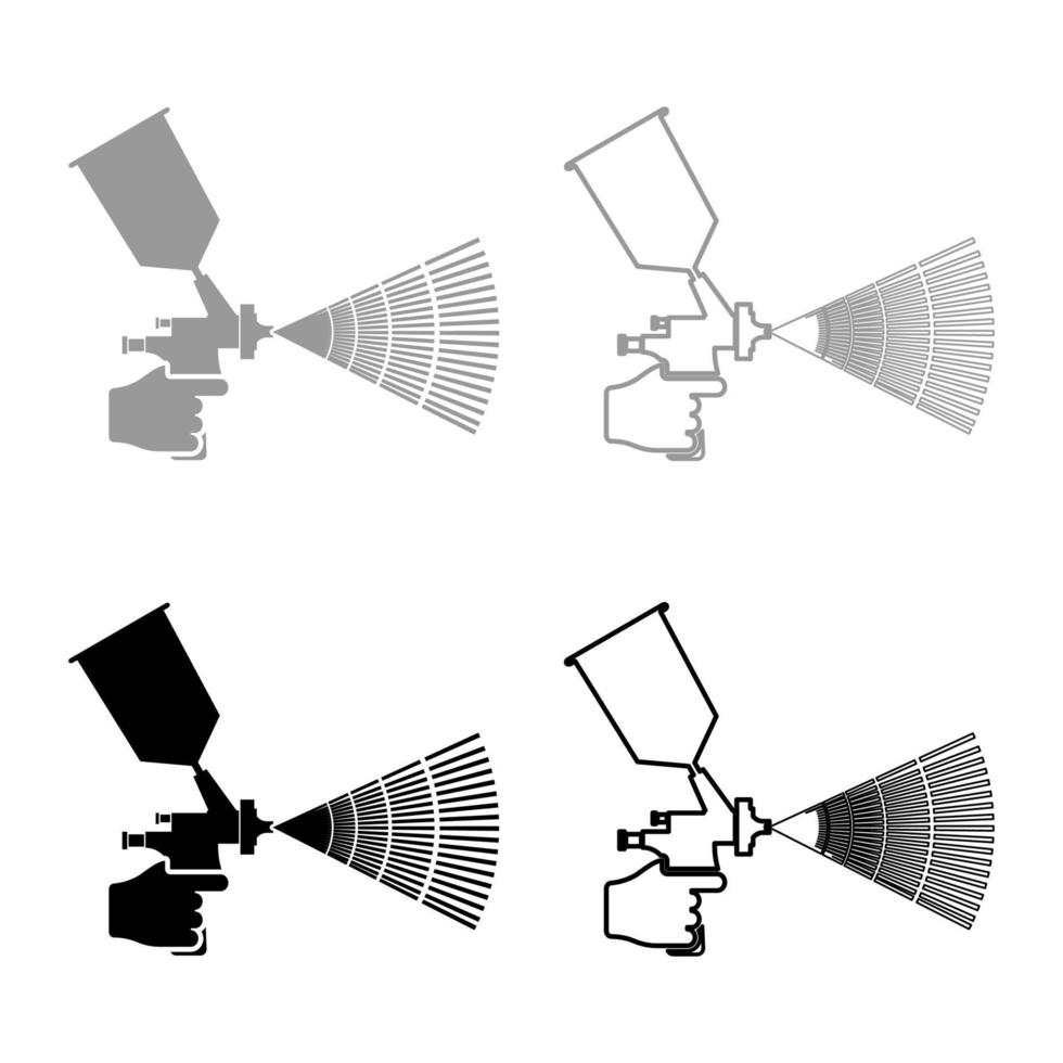 Outil de peinture dans la main ensemble icône couleur gris noir illustration vectorielle image style plat remplissage solide contour ligne de contour mince vecteur