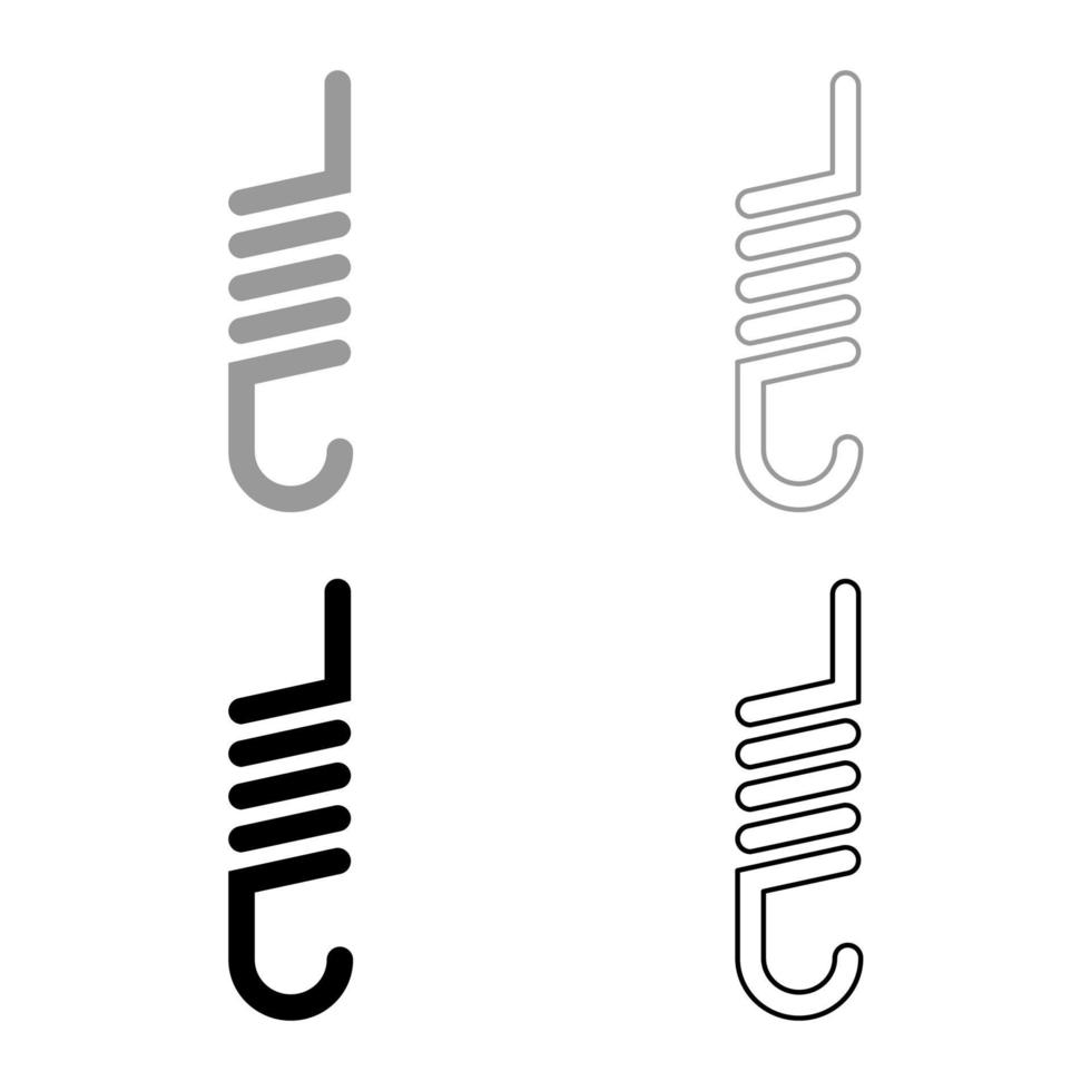 ressort avec forme de spirale au crochet set icône gris noir couleur illustration vectorielle image de style plat vecteur