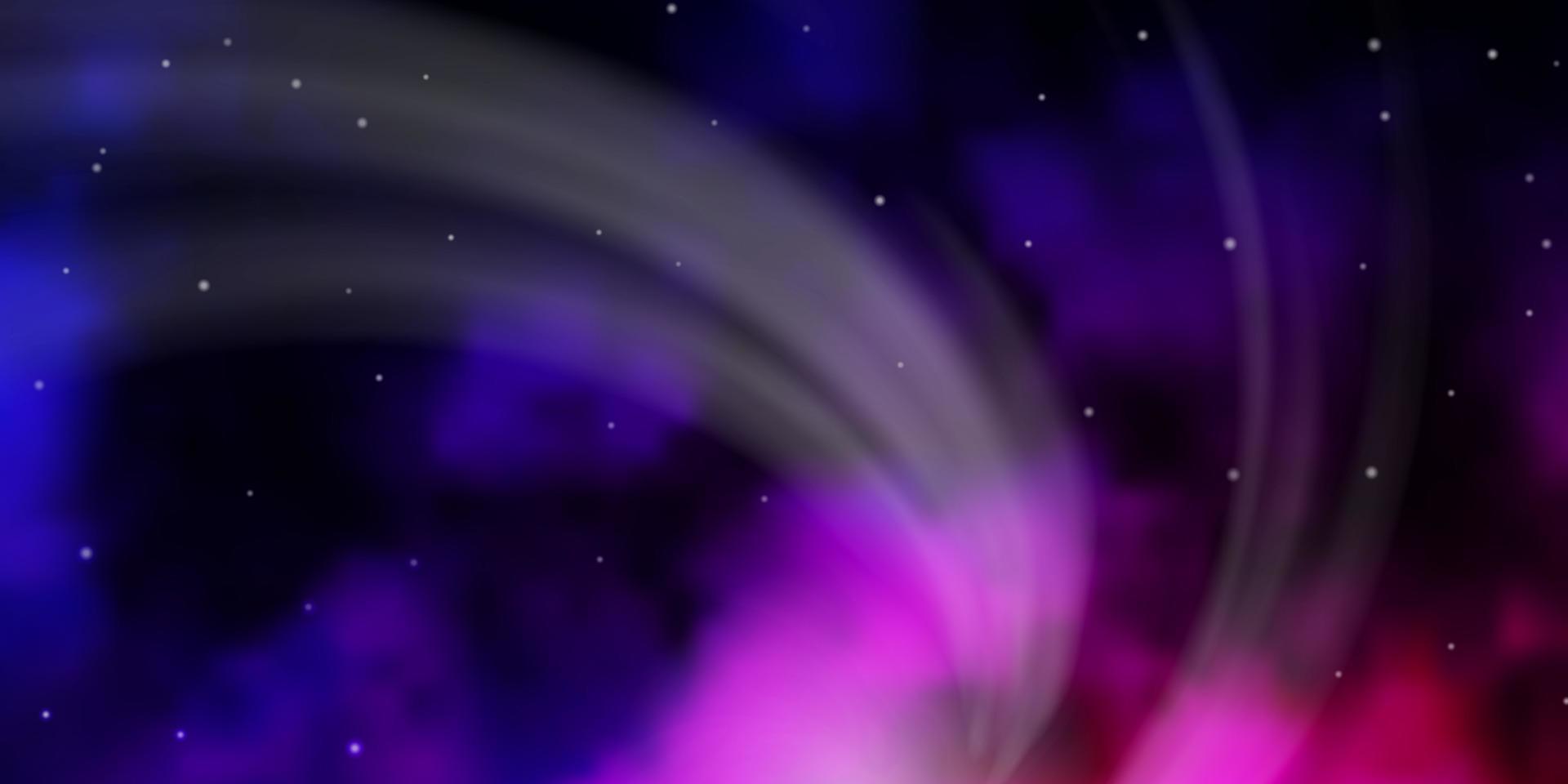 fond de vecteur violet foncé, rose avec de petites et grandes étoiles.