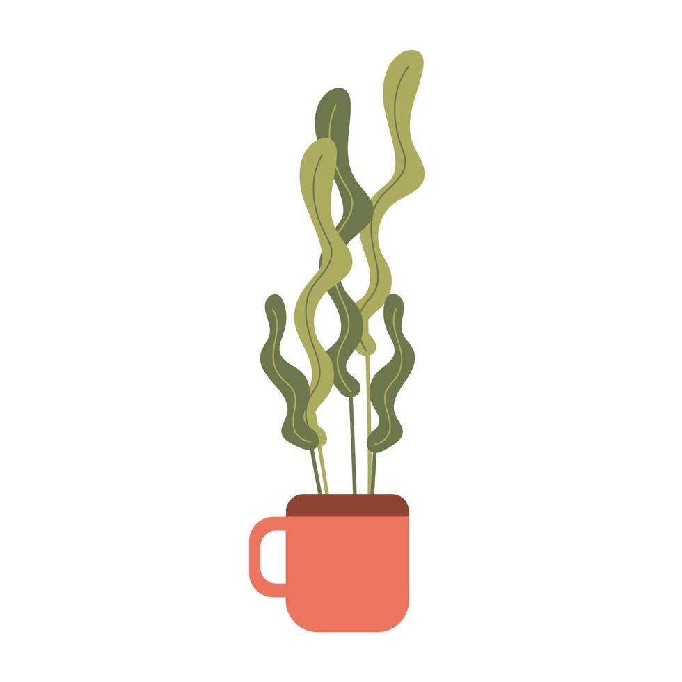 plante d'intérieur verte dans une tasse. illustration vectorielle plate isolée d'une plante en pot vecteur