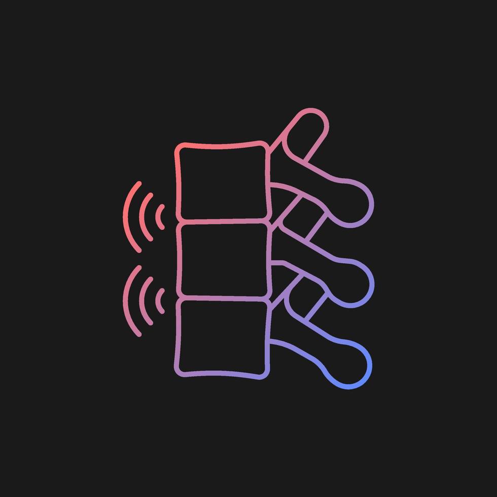 icône de vecteur de gradient de spondylarthrite ankylosante pour le thème sombre. inflammation chronique affectant la colonne vertébrale. arthrose progressive. symbole de couleur de ligne mince. pictogramme de style moderne. dessin de contour isolé de vecteur