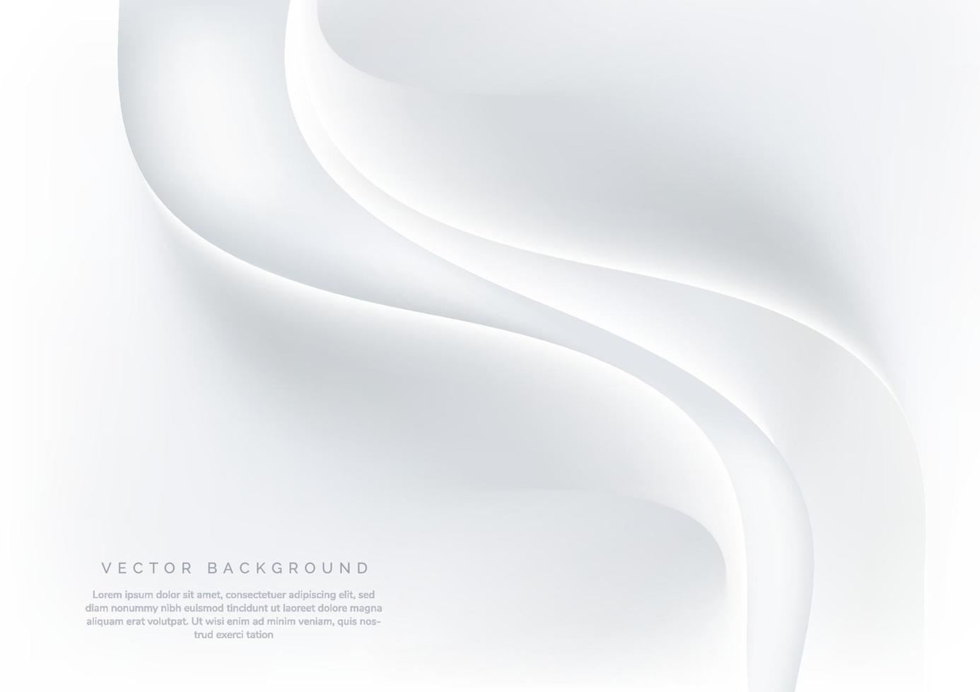 abstrait moderne 3d dynamique ondulé et incurvé blanc, gris sur fond propre. notion de luxe. vecteur