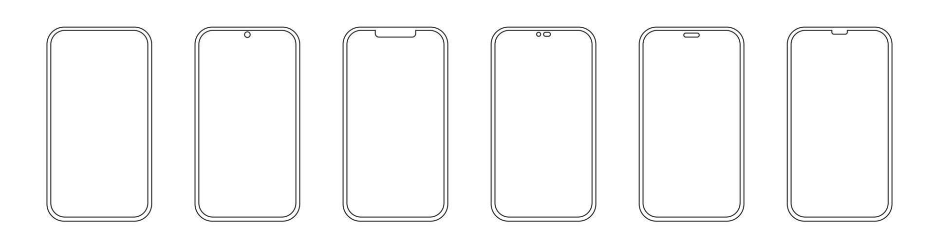 définir un écran vierge de smartphone réaliste, maquette de téléphone isolée sur fond blanc. modèle d'infographie ou d'interface de conception d'interface utilisateur de présentation. vecteur