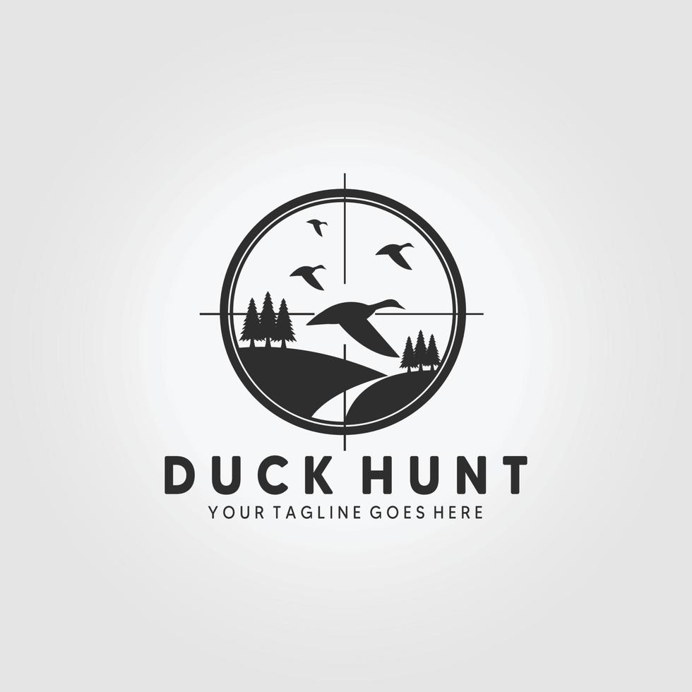 chasse au canard faune logo vector illustration design icône emblème vintage
