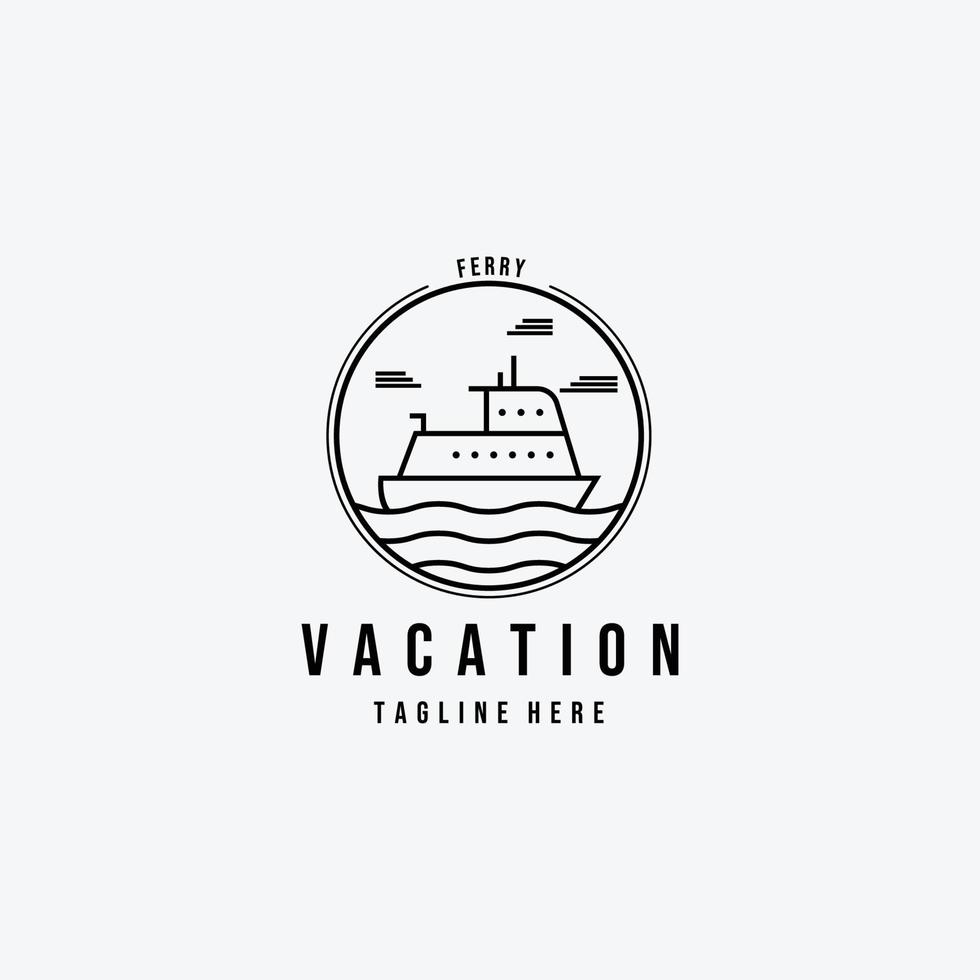 Ferry navire vacances logo vector illustration design dessin au trait emblème