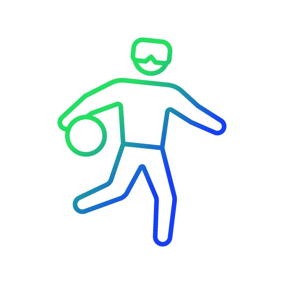 icône de vecteur linéaire de gradient de goalball. sport d'équipe pour les athlètes ayant une perte de vision. jeu de balle compétitif. athlète handicapé. symbole de couleur de ligne mince. pictogramme de style moderne. dessin de contour isolé de vecteur