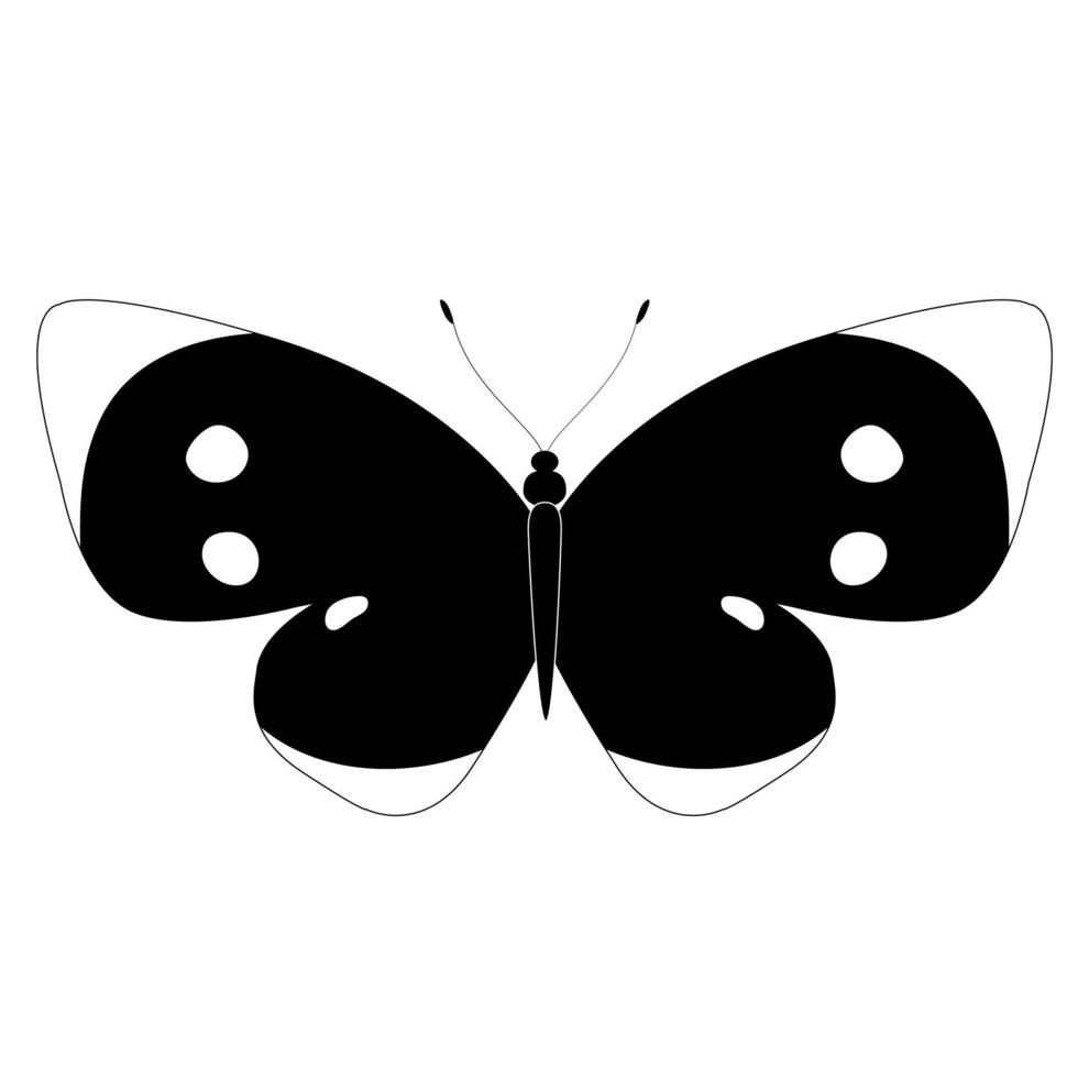 Contour de silhouette d'insecte papillon sur fond blanc vecteur