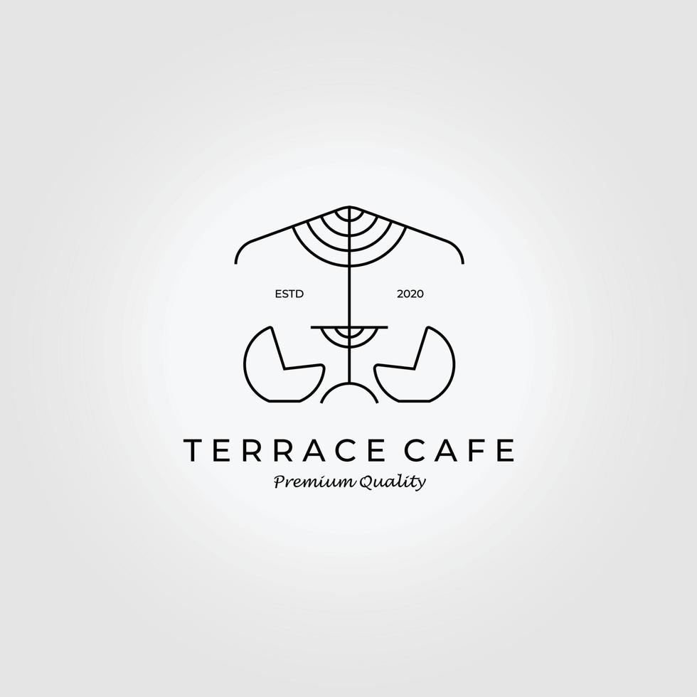 terrasse café extérieur logo vector illustration design ligne art icône