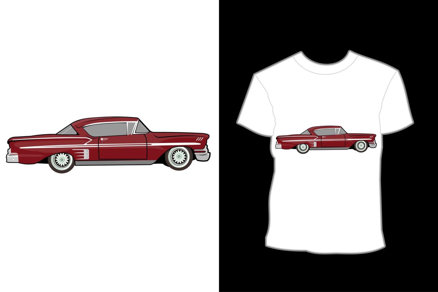 conception de t-shirt d'illustration de voiture impala rétro, vintage et classique vecteur