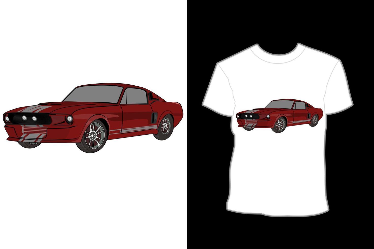 conception de t-shirt illustration de voiture rouge gt- 5000 vecteur