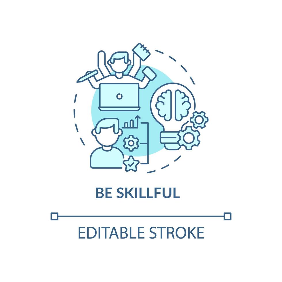 être habile icône de concept bleu. l'expertise des employés dans les tâches. travail productif. illustration de fine ligne d'idée abstraite d'avancement de carrière. dessin de couleur de contour isolé de vecteur. trait modifiable vecteur