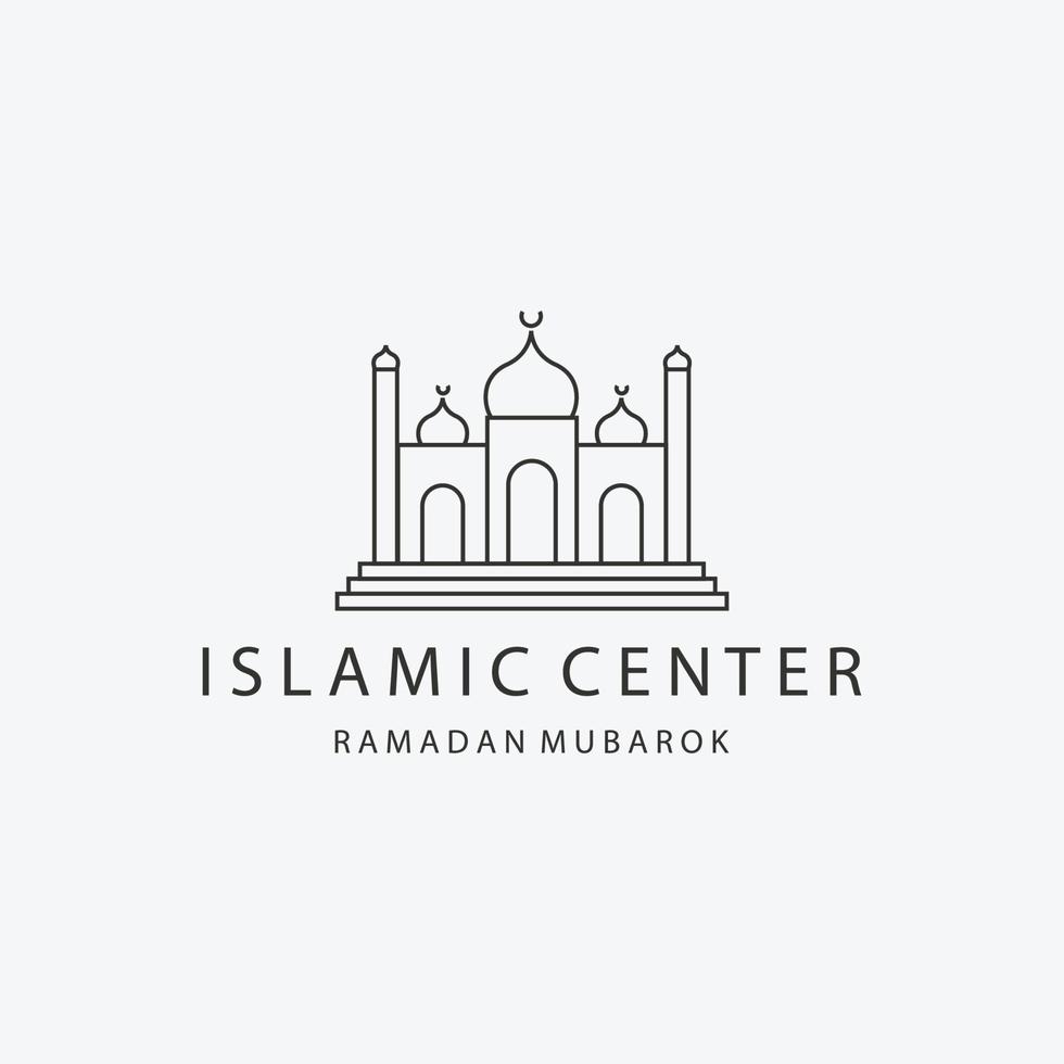 logo vectoriel minimal d'art de ligne de mosquée, conception d'illustration du concept arabe ramadan kareem