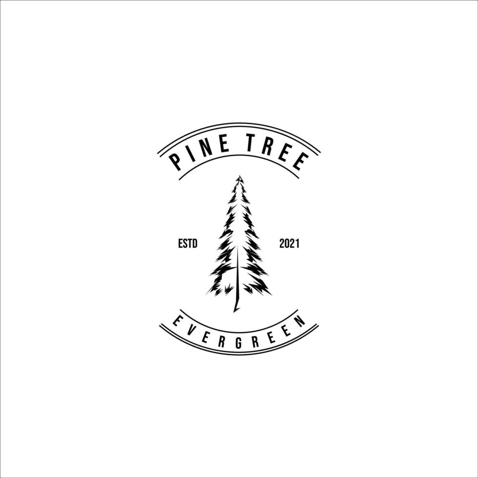 pin arbre logo vector illustration design vintage dessin au trait linéaire