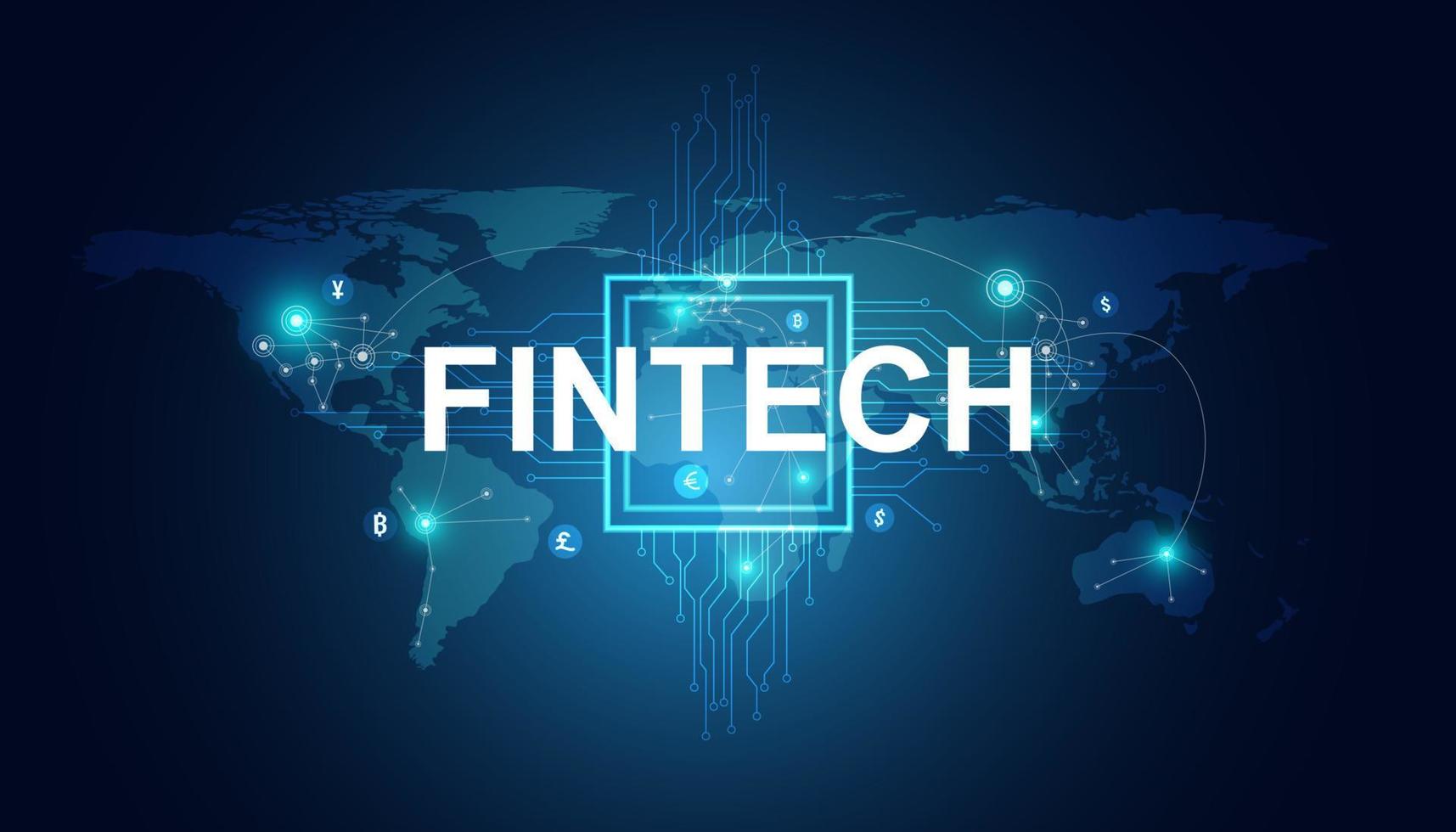 technologie financière abstraite fintech appliquée dans le secteur financier sur un fond bleu moderne, futuriste. vecteur