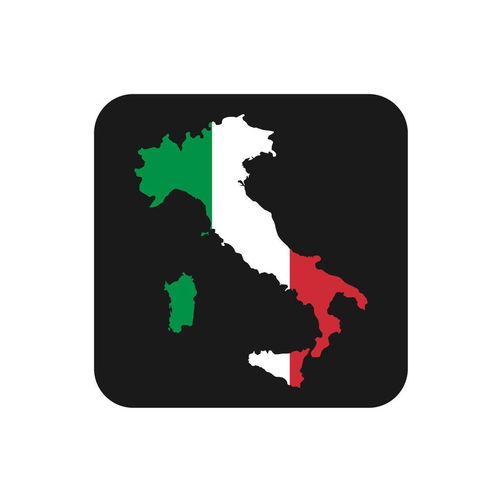 Italie carte silhouette avec drapeau sur fond noir vecteur