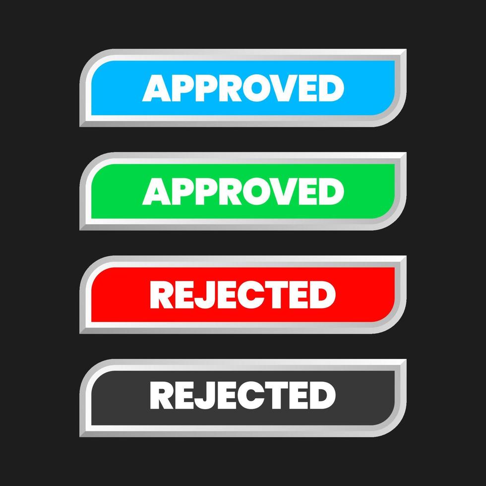 ensemble de boutons, bouton approuvé et rejeté, boutons oui et non, boutons acceptés et non acceptés, icônes d'accord et en désaccord, rejeté, vrai vecteur