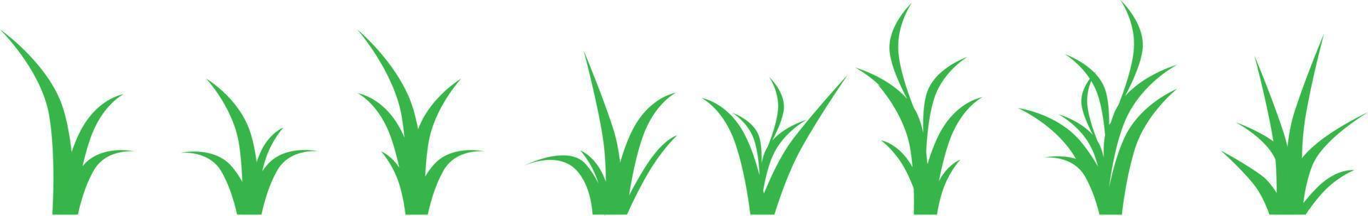 modèle de conception de vecteur de jeu d'icônes d'herbe de pelouse verte. isolé sur fond blanc.