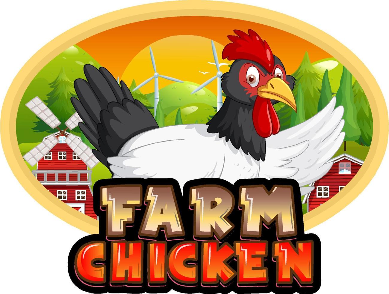 logo de personnage de dessin animé de poulet de ferme vecteur