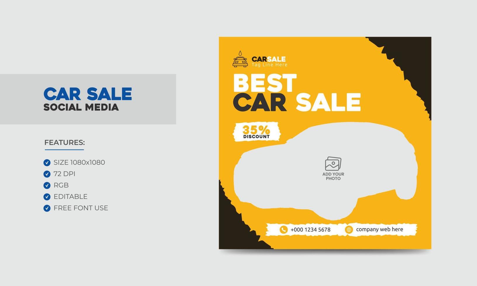 modèle de conception de bannière de publication de médias sociaux de promotion de vente de voiture vecteur