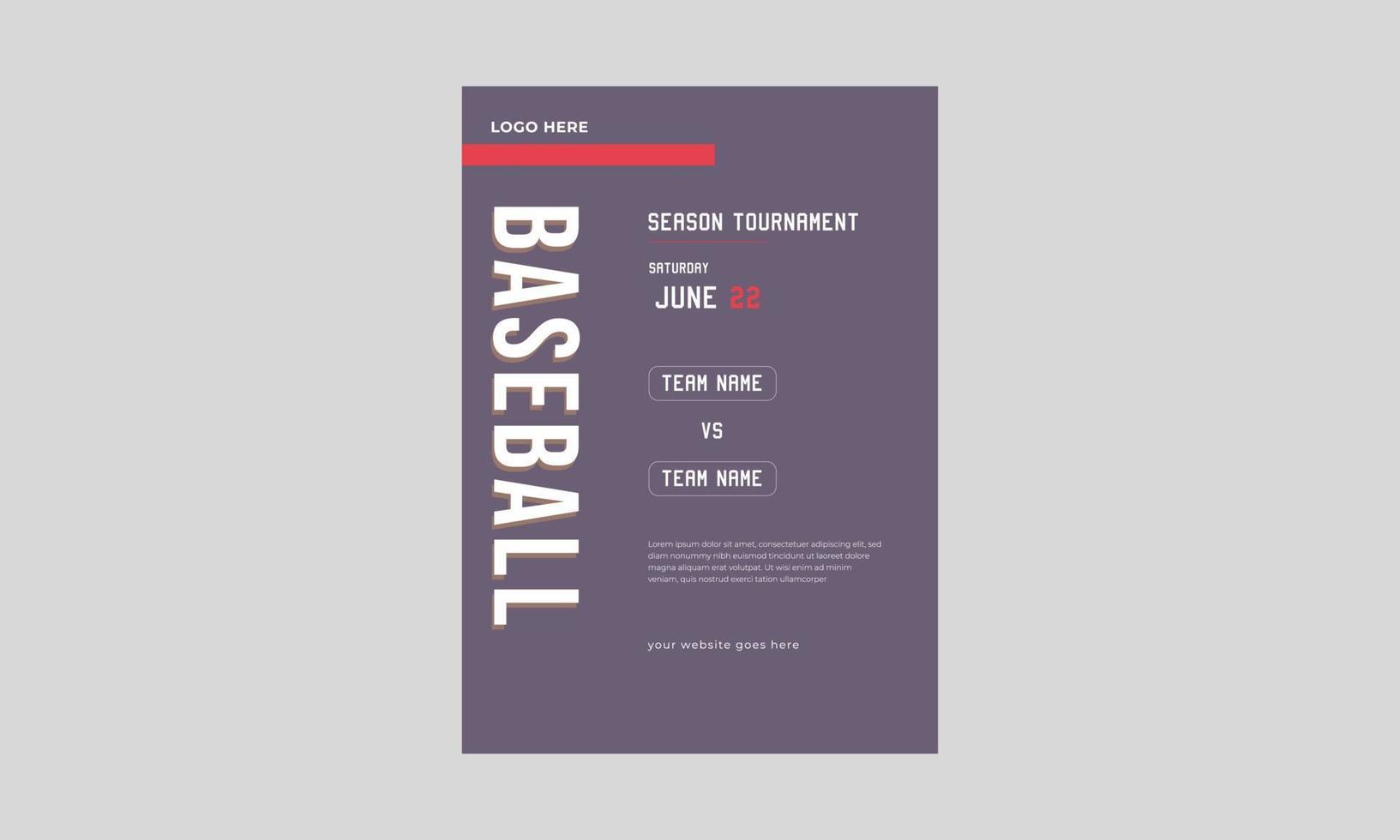 flyer de la ligue de baseball, modèle d'affiche de baseball, une illustration de flyer de fête de baseball, vecteur eps 10. fichier eps contient.