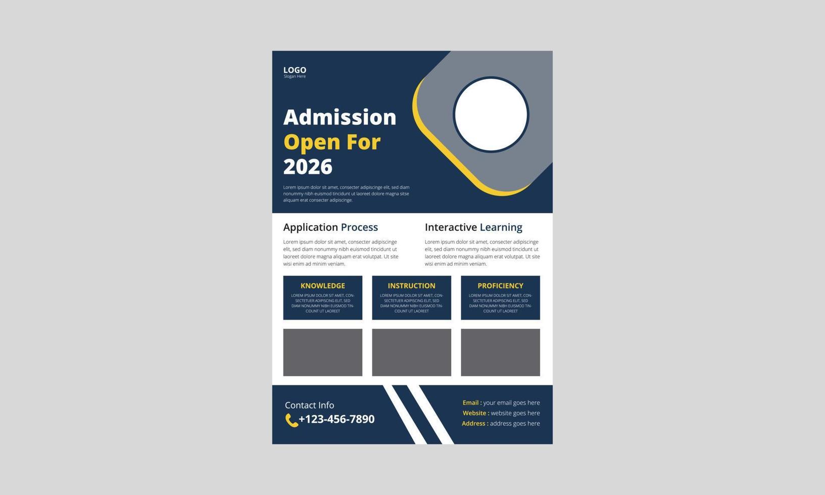 modèle de dépliant d'admission à l'école, dépliant d'admission à l'école primaire, modèle de mise en page d'affiche de dépliant d'admission à l'école pour les enfants, couverture, dépliant, affiche, conception de taille a4 vecteur