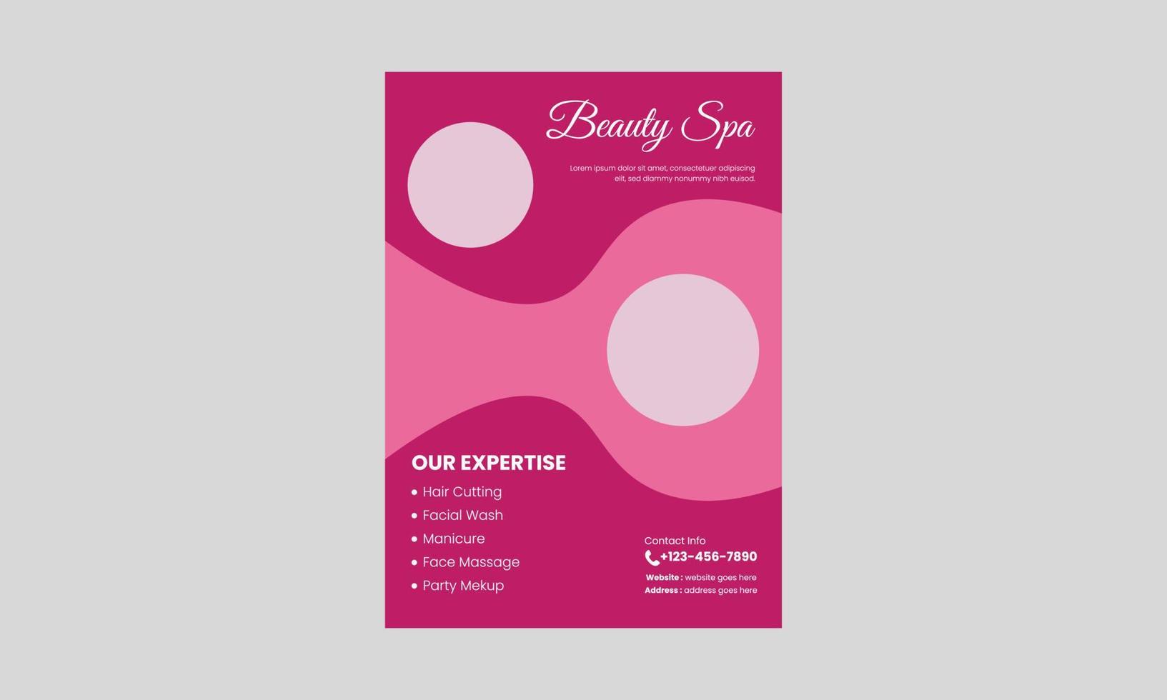 modèle de conception de flyer spa, beauté et massage. conception de modèle de flyer prêt à imprimer pour salon de coiffure spa beauté. dépliant, format a4, dépliant, couverture, affiche, conception de brochure vecteur