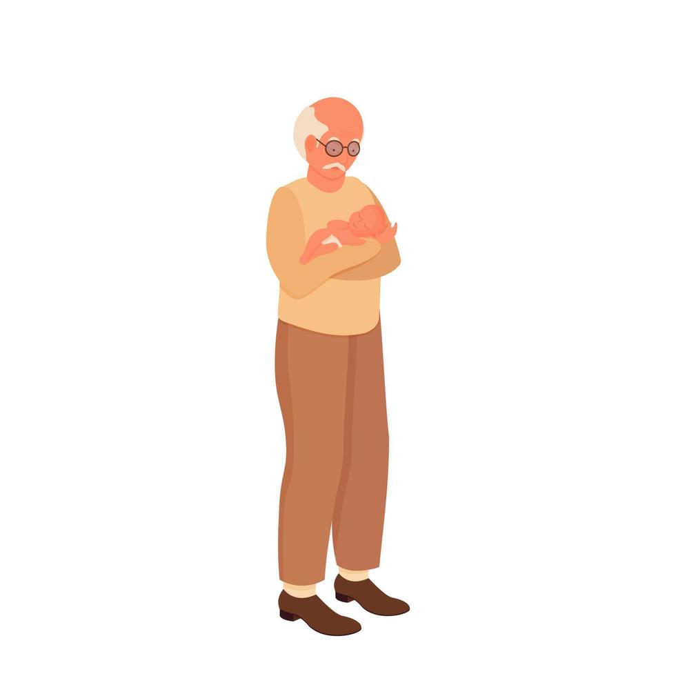 grand-père tenant un nouveau-né dans ses mains, portrait coloré et chaleureux vecteur