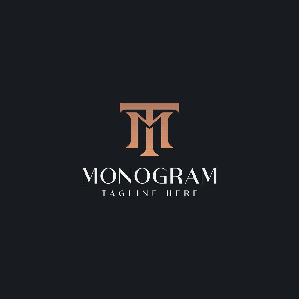 modèle de logo monogramme initial tm mt tm. logo d'icône de lettre initiale vecteur