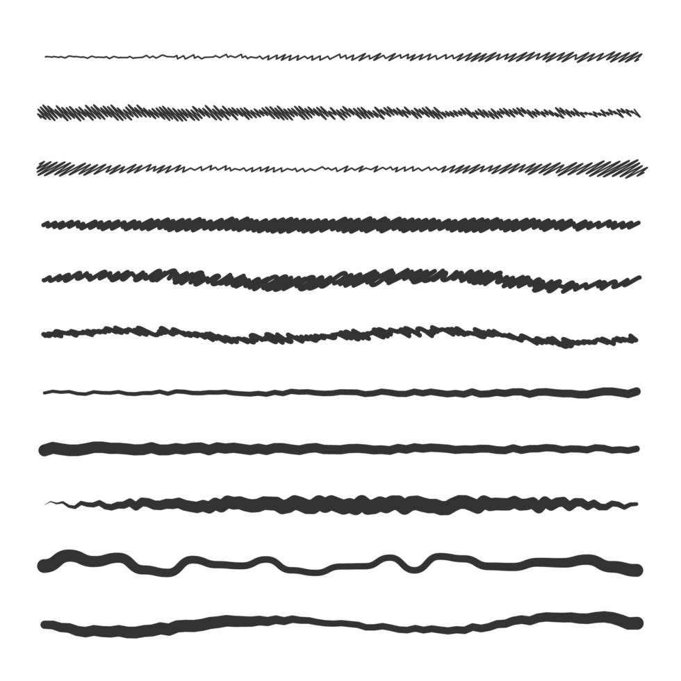 collection de lignes simples dessinées à la main dans différents styles. vecteur